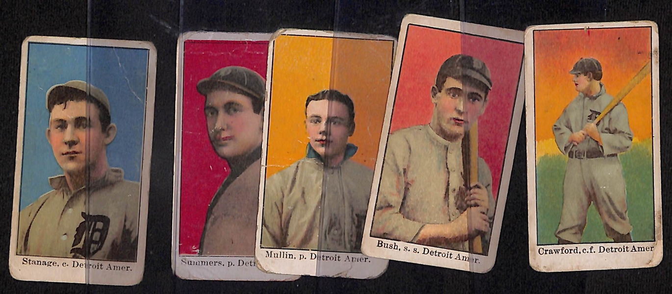 Lot of (5) 1909 E90-1 American Caramel Cards of Detroit Players w. Sam Crawford