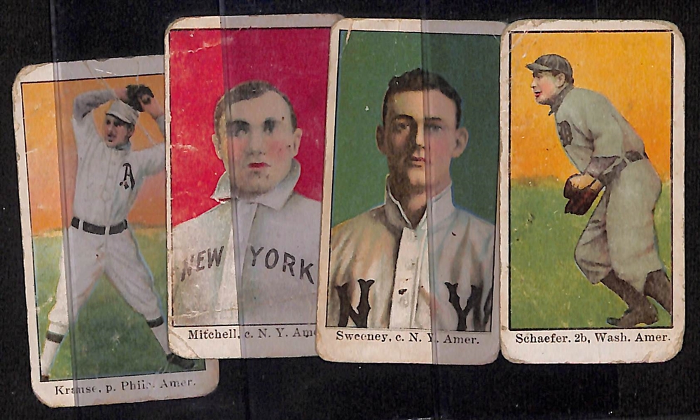  Lot of (4) 1909 E90-1 American Caramel Cards w. Germany Schaefer - All American League Player Cards