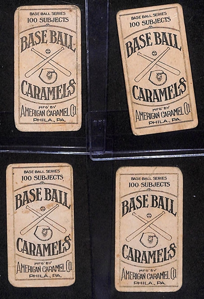  Lot of (4) 1909 E90-1 American Caramel Cards w. Germany Schaefer - All American League Player Cards