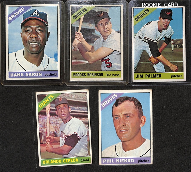 Lot of (62) 1966 Topps Baseball Cards w. Hank Aaron