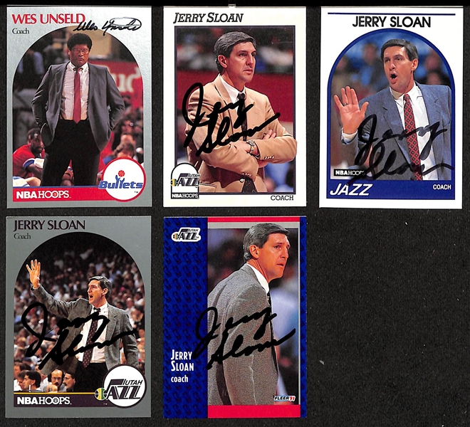 Lot of (80+) Signed Basketball Coach Cards inc. (3) Pat Riley, (4) Larry Brown, (6) Lenny Wilkens, + (JSA Auction Letter)