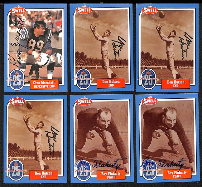 Lot of (24) Signed 1988 Swell Football Cards inc. (3) Herb Adderley, George Blanda, George Connor, Roosevelt Brown, + (JSA Auction Letter)