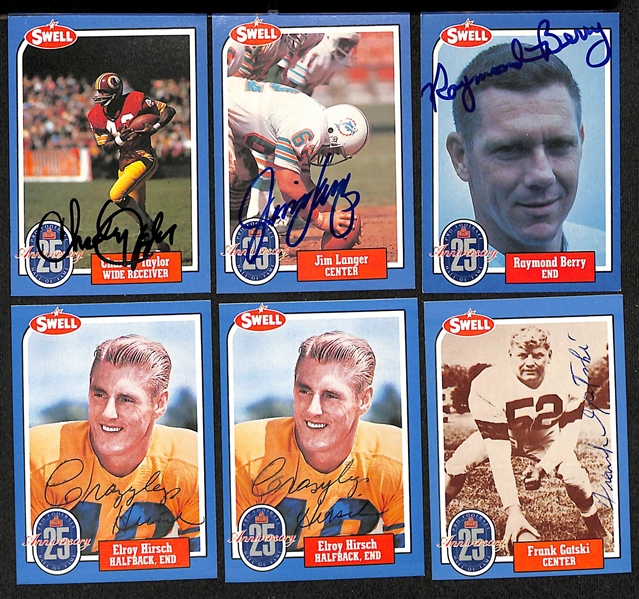 Lot of (24) Signed 1988 Swell Football Cards inc. (3) Herb Adderley, George Blanda, George Connor, Roosevelt Brown, + (JSA Auction Letter)