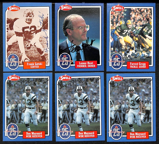 Lot of (24) Signed 1988 Swell Football Cards inc. (3) Herb Adderley, George Blanda, George Connor, Roosevelt Brown, + (JSA Auction Letter)