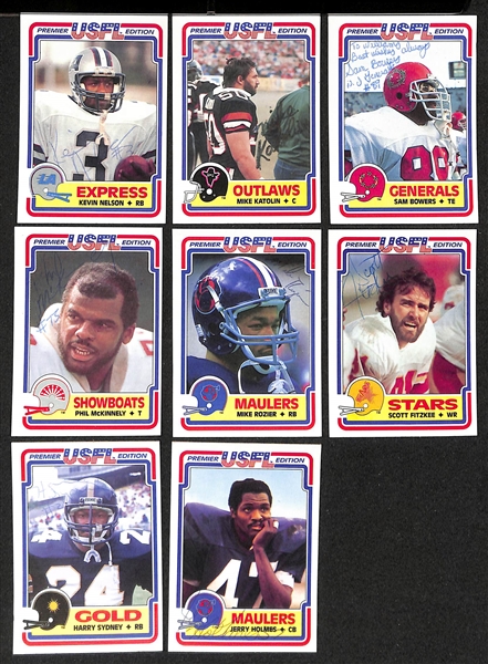 Lot of (37) Signed 1984 Topps USFL Football Rookie Cards inc. Gary Anderson, Chuck Fusina, Scott Norwood, Kris Haines, Stan Talley, David Greenwood, + (JSA Auction Letter)