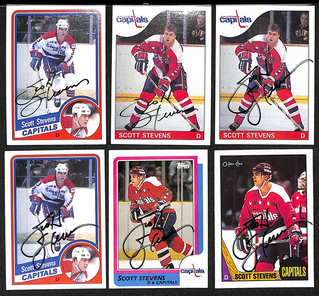 Lot of (31) Signed Hockey Cards- (5) Chris Chelios, (13) Scott Stevens, Terry Martin, (7) Paul Coffey, (5) Brendan Shanahan (JSA Auction Letter)