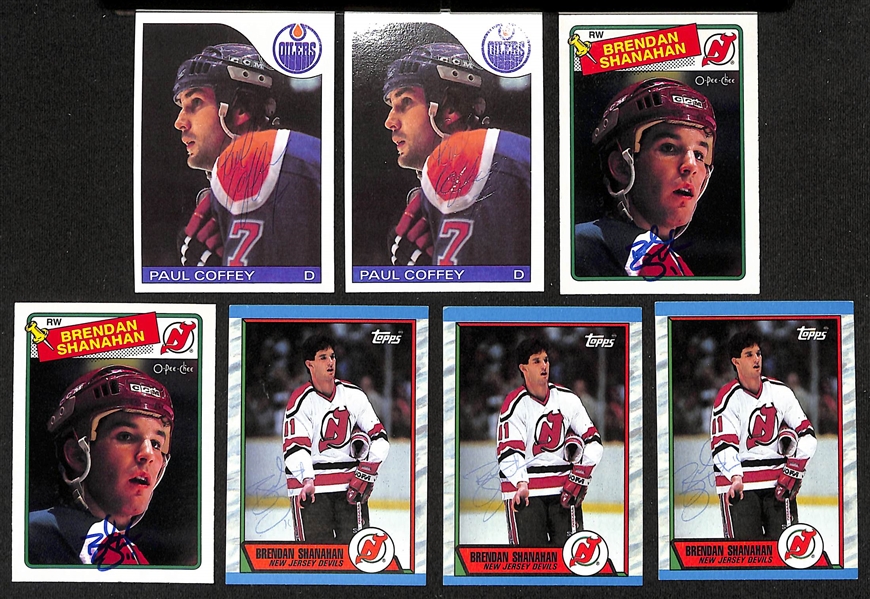 Lot of (31) Signed Hockey Cards- (5) Chris Chelios, (13) Scott Stevens, Terry Martin, (7) Paul Coffey, (5) Brendan Shanahan (JSA Auction Letter)