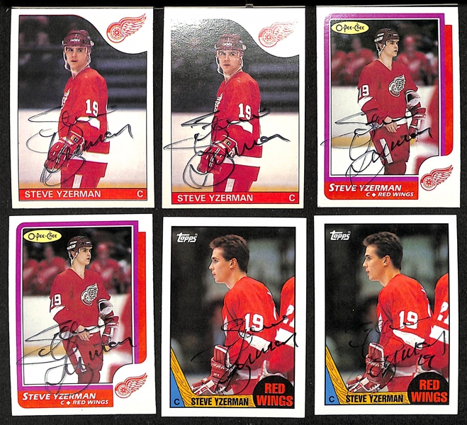 Lot of (19) Signed Brett Hull + Steve Yzerman Hockey Cards- (7) Brett Hull, 12 Steve Yzerman (JSA Auction Letter)