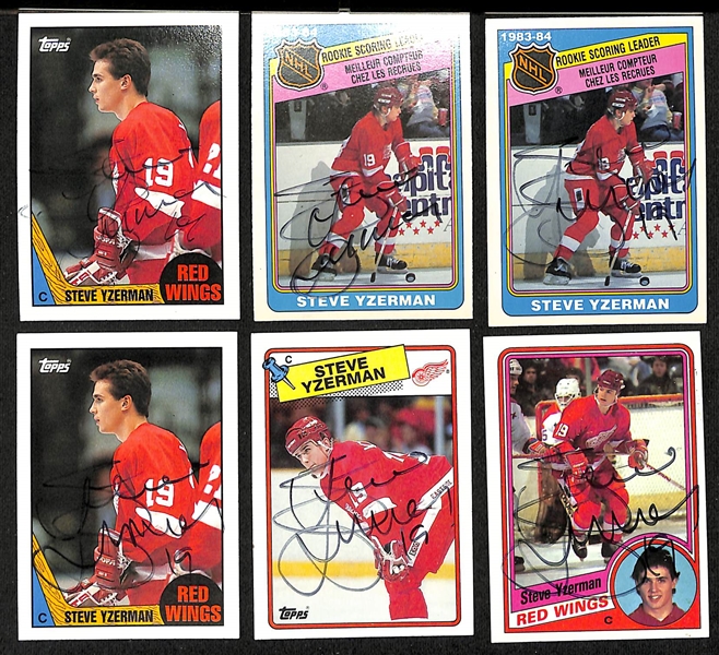 Lot of (19) Signed Brett Hull + Steve Yzerman Hockey Cards- (7) Brett Hull, 12 Steve Yzerman (JSA Auction Letter)