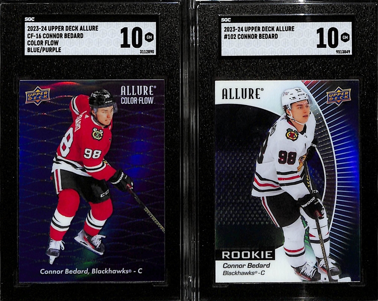 (2) 2023/24 Upper Deck Allure Connor Bedard Rookie Cards SGC 10 Hockey Cards