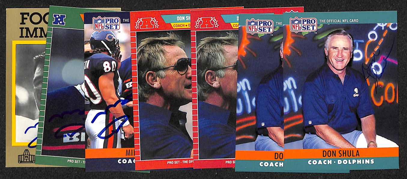 Lot of (7) Signed Don Shula + Mike Ditka Football Cards- (4) Don Shula, (3) Mike Ditka (JSA Auction Letter)