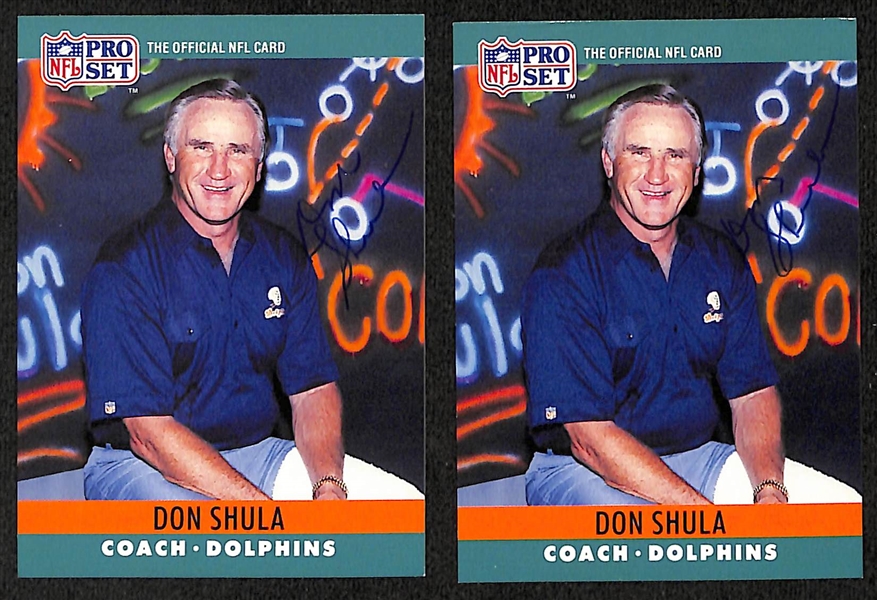 Lot of (7) Signed Don Shula + Mike Ditka Football Cards- (4) Don Shula, (3) Mike Ditka (JSA Auction Letter)