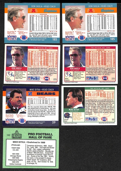 Lot of (7) Signed Don Shula + Mike Ditka Football Cards- (4) Don Shula, (3) Mike Ditka (JSA Auction Letter)