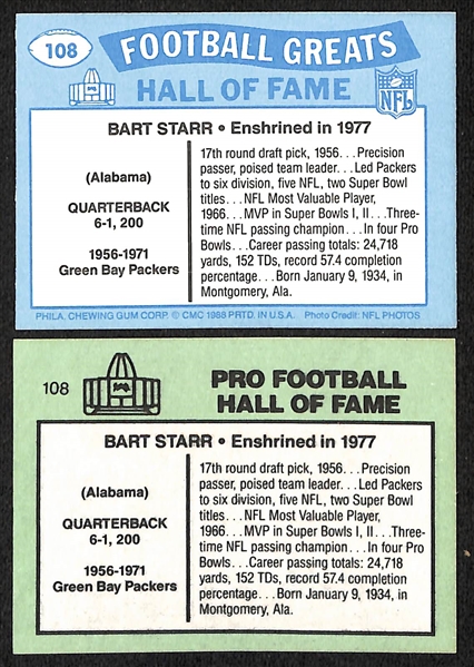 Lot of (2) Signed Bart Starr Cards - 1988 Swell, Football Immortals (JSA Auction Letter)