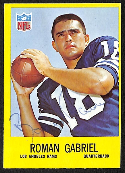 Lot of (5) Signed Vintage Football Cards- Roman Gabriel, (2) Bob St Clair, Herb Adderly, Lou Creekmur (JSA Auction Letter) 