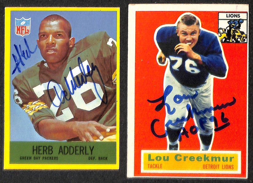 Lot of (5) Signed Vintage Football Cards- Roman Gabriel, (2) Bob St Clair, Herb Adderly, Lou Creekmur (JSA Auction Letter) 