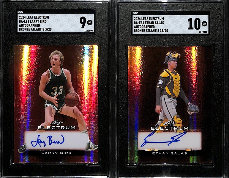 (2) 2024 Leaf Electrum Bronze Atlantis SGC Graded Cards #/20 w. Larry Bird & Ethan Salas