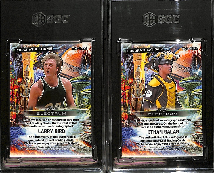 (2) 2024 Leaf Electrum Bronze Atlantis SGC Graded Cards #/20 w. Larry Bird & Ethan Salas