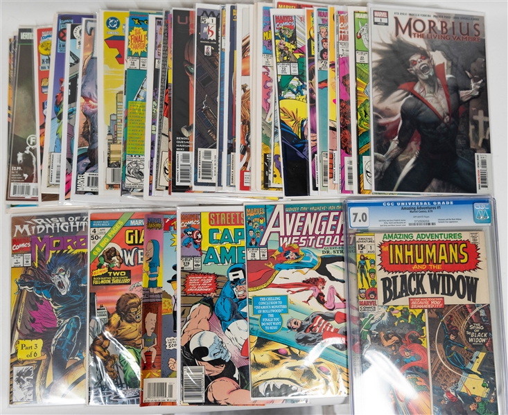 Lot of (40+) Comic Books w. Morbius, Black Widow/Inhumans, Captain America, Avengers West Coast, Beavis and Butthead