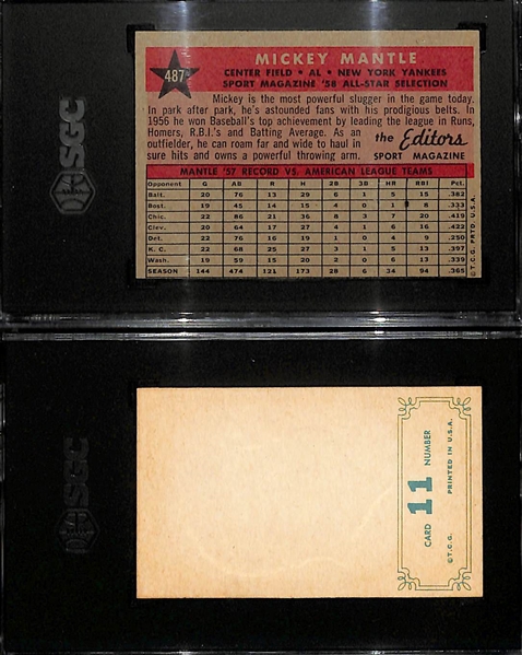 Lot of (2) SGC Graded Mickey Mantles- 1958 Topps All Stars (SGC 3), 1963 Topps Embossed (SGC 4)