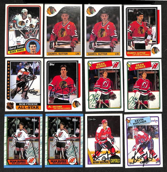 Lot of (350+) Signed Hockey Cards inc. (3) Brian Leetch, (4) Chris Chelios, (2) Dino Ciccarelli, Doug Sulliman, Gary Suter, Bob Gainey, + (JSA Auction Letter)