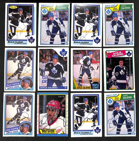 Lot of (350+) Signed Hockey Cards inc. (3) Brian Leetch, (4) Chris Chelios, (2) Dino Ciccarelli, Doug Sulliman, Gary Suter, Bob Gainey, + (JSA Auction Letter)