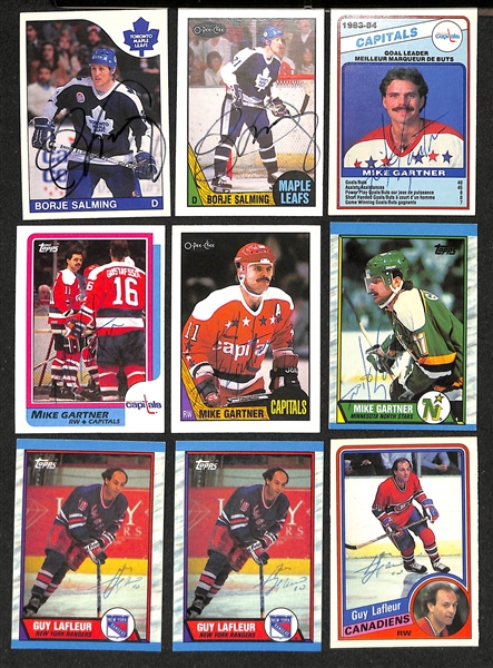 Lot of (350+) Signed Hockey Cards inc. (3) Brian Leetch, (4) Chris Chelios, (2) Dino Ciccarelli, Doug Sulliman, Gary Suter, Bob Gainey, + (JSA Auction Letter)