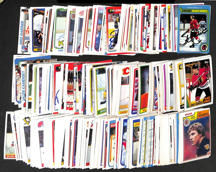 Lot of (350+) Signed Hockey Cards inc. Stan Mikita, (3) Brad Park, Ed Olczyk, (2) Lanny McDonald, (3) Craig Ramsey, Paul Gillis, + (JSA Auction Letter)