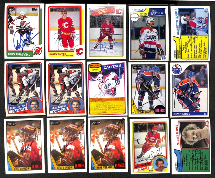  Lot of (350+) Signed Hockey Cards inc. (3) Doug Gilmour, (2) Steve Yzerman, (3) Scott Stevens, (2) Paul Coffey, Bill Ranford, Steve Larmer, + (JSA Auction Letter)