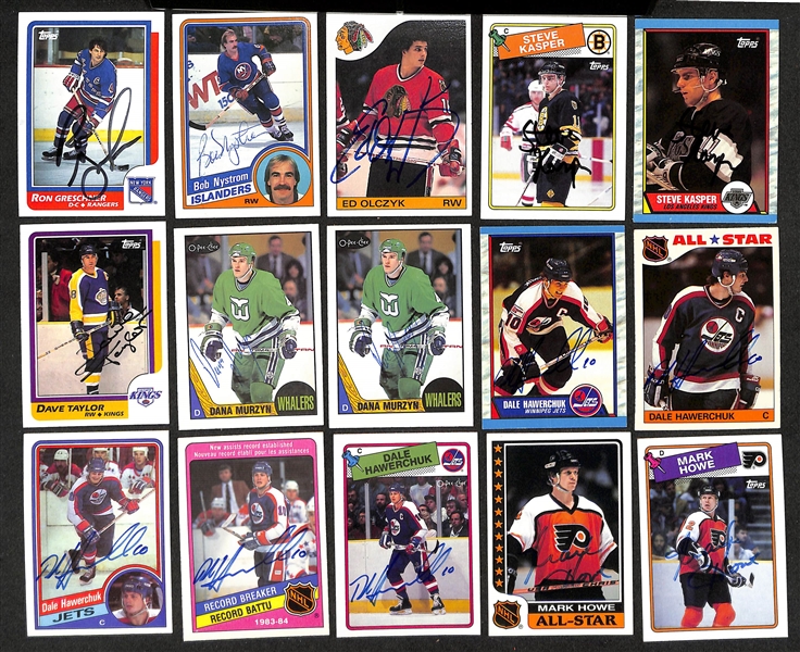  Lot of (350+) Signed Hockey Cards inc. (3) Doug Gilmour, (2) Steve Yzerman, (3) Scott Stevens, (2) Paul Coffey, Bill Ranford, Steve Larmer, + (JSA Auction Letter)