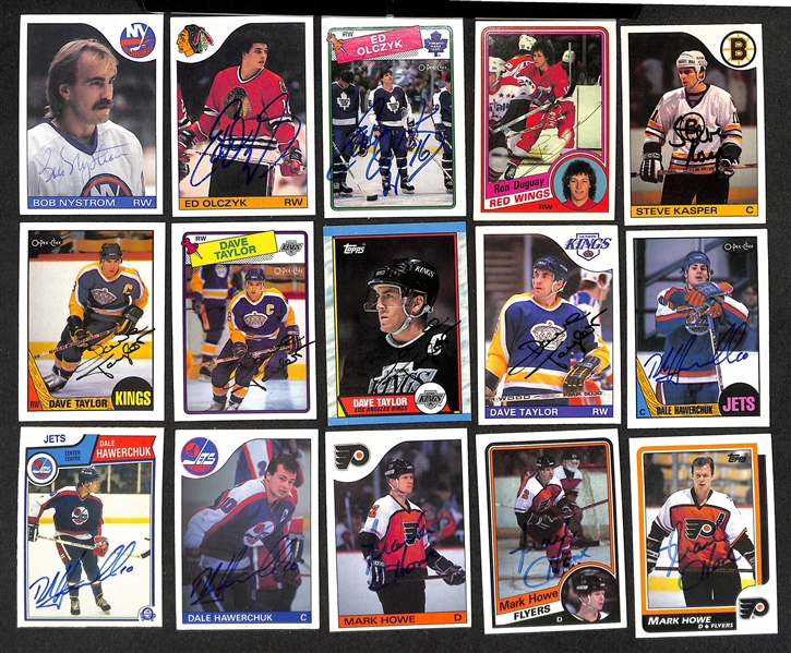  Lot of (350+) Signed Hockey Cards inc. (3) Doug Gilmour, (2) Steve Yzerman, (3) Scott Stevens, (2) Paul Coffey, Bill Ranford, Steve Larmer, + (JSA Auction Letter)