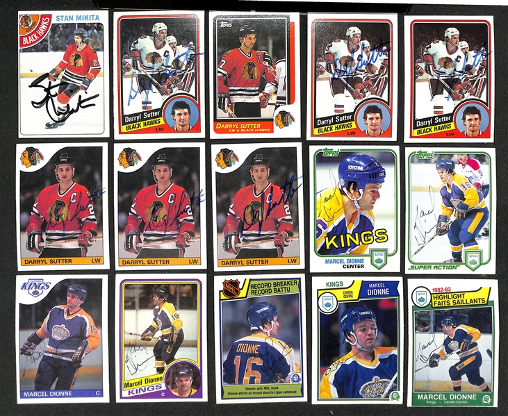 Lot of (350+) Signed Hockey Cards inc. Stan Mikita, (7) Darryl Sutter, (7) Marcel Dionne, Bill Barber, (4) Rob Brind'Amour, + (JSA Auction Letter)