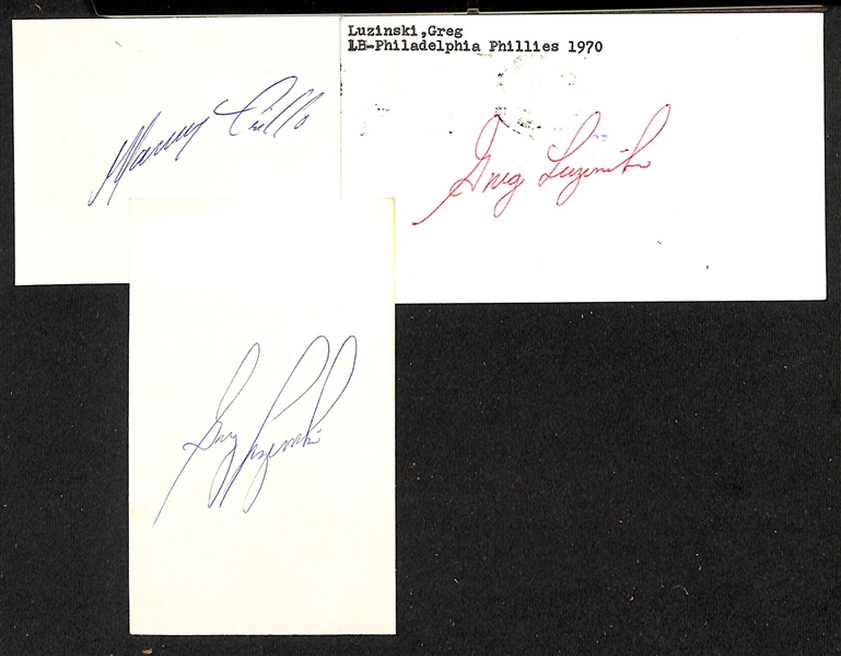 Lot of (100+) Signed Philadelphia Phillies Index Cards inc. Steve Carlton, Stan Lopata, John Pezzullo, Gene Corbett, Ralph Caballero, Darren Daulton, (2) Chris Short, + (JSA Auction Letter)