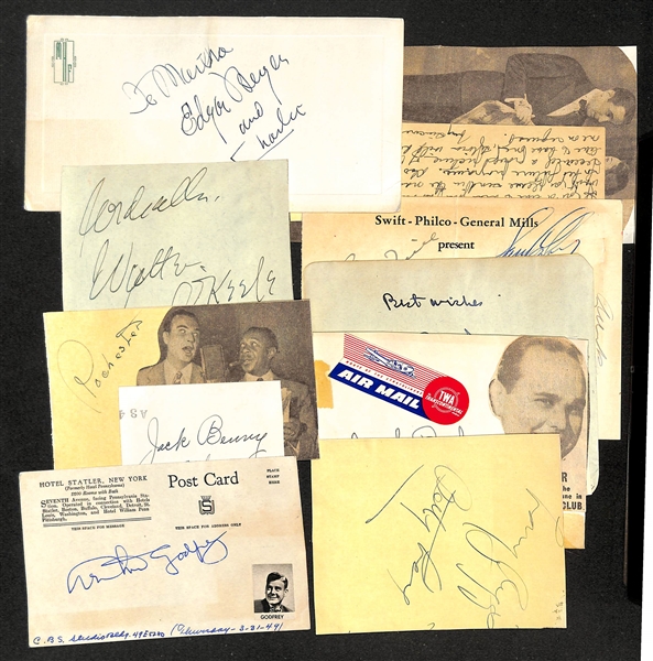 Lot of (10) Cardboard Cut Autographs of Radio Personalities & Shows w. Arthur Godfrey (JSA Auction Letter)