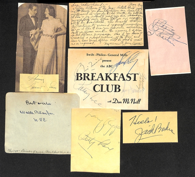 Lot of (10) Cardboard Cut Autographs of Radio Personalities & Shows w. Arthur Godfrey (JSA Auction Letter)