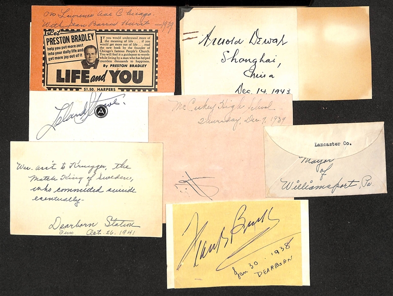 Lot of (15) Cardboard Cut Autographs of Officials (Government & Professional) w.  Teddy Roosevelt III - (JSA Auction Letter)