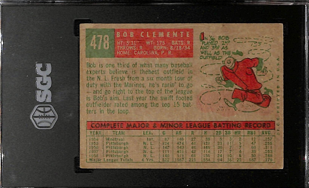 1959 Topps Bob Clemente #478 Graded SGC 4