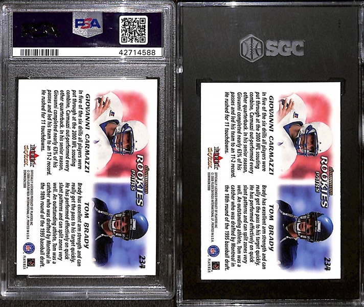 Lot of (2) 2000 Skybox Dominion Tom Brady #234 Rookie Cards - PSA 9 & SGC 9