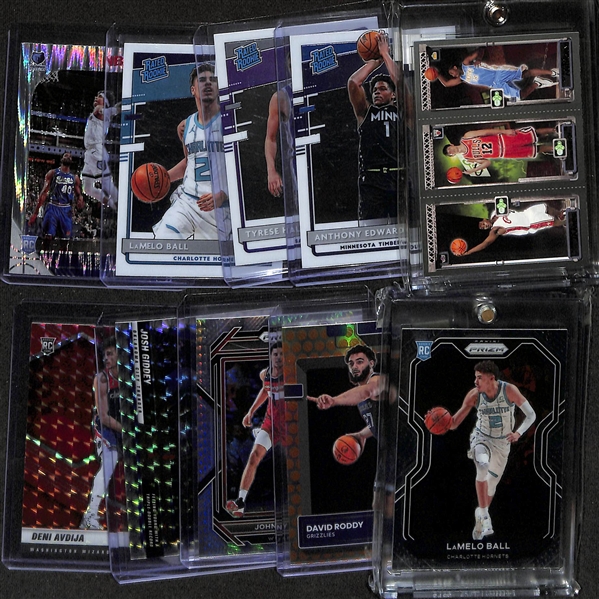 Lot of (10) Basketball Rookie Cards inc. 2003-04 Topps Matrix LeBron James/Carmelo Anthony, 2020-23 Donruss Optic Anthony Edwards, +