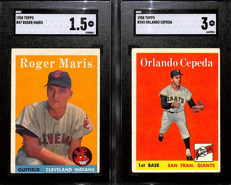 1958 Topps Rookie Lot - Roger Maris (SGC 1.5) & Orlando Cepeda (SGC 3)