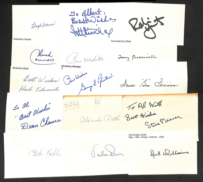 Lot of (300+) Signed Baseball Index Cards inc. Lloyd Waner, Juan Marichal, Robin Yount, Chuck Connors, Paul Molitor, + (JSA Auction Letter)