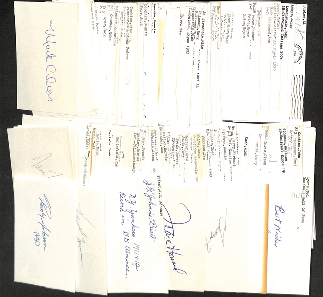 Lot of (300+) Signed Baseball Index Cards inc. Randy Johnson, Harold Baines, Johnnie Priest, Frank Howard, George Foster, Cal Abrams, + (JSA Auction Letter)