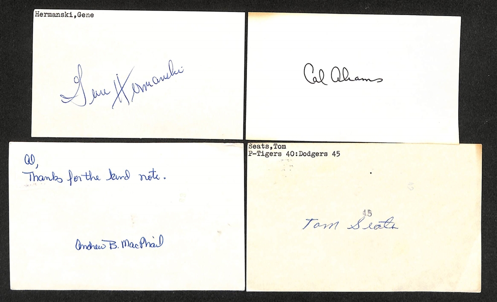 Lot of (500+) Signed Baseball index Cards inc. Charles Finley, Mike Sharperson, Spud Chandler, George Pipgras, + (JSA Auction Letter)