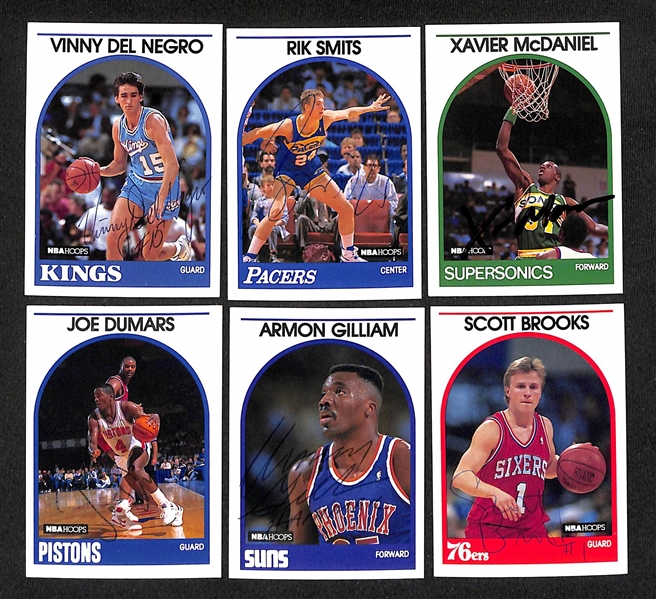 Lot of (65+) Signed 1989-90 NBA Hoops Basketball Cards inc. (2) Alex English, Larry Nance, + (JSA Auction Letter)