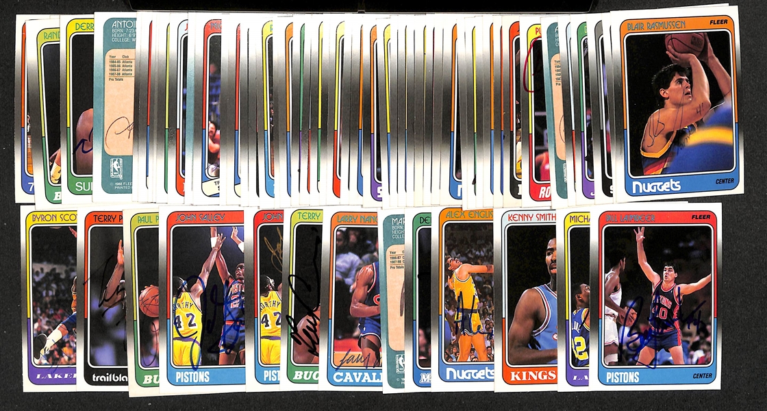 Lot of (35+) Signed 1988-89 Fleer Basketball Cards inc. Bill Laimbeer, Michael Cooper, Kenny Smith, + (JSA Auction Letter)