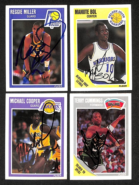 Lot of (40+) Signed 1989-90 Fleer Basketball Cards inc. Reggie Miller, Manute Bol, Michael Cooper, + (JSA Auction Letter)