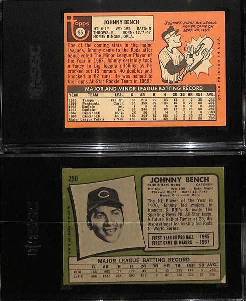 Johnny Bench (Reds - HOF) Graded Lot - 1969 Topps #95 (SGC 4.5) & 1971 Topps #250 (SGC 5)