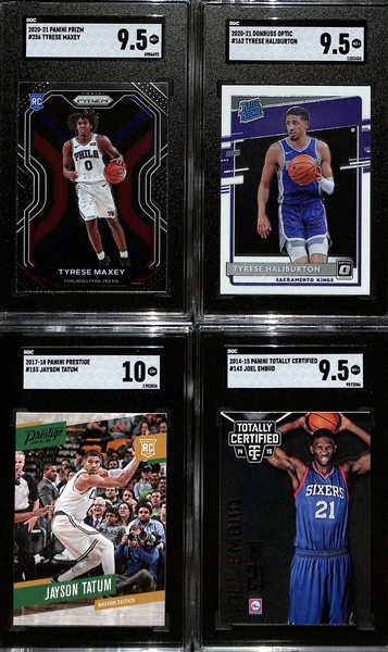 Basketball SGC 10 Rookie Lot - Tyrese Maxey, Tyrese Halliburton, Jason Tatum, & Joel Embiid (All Cards SGC 9.5 or SGC 10)