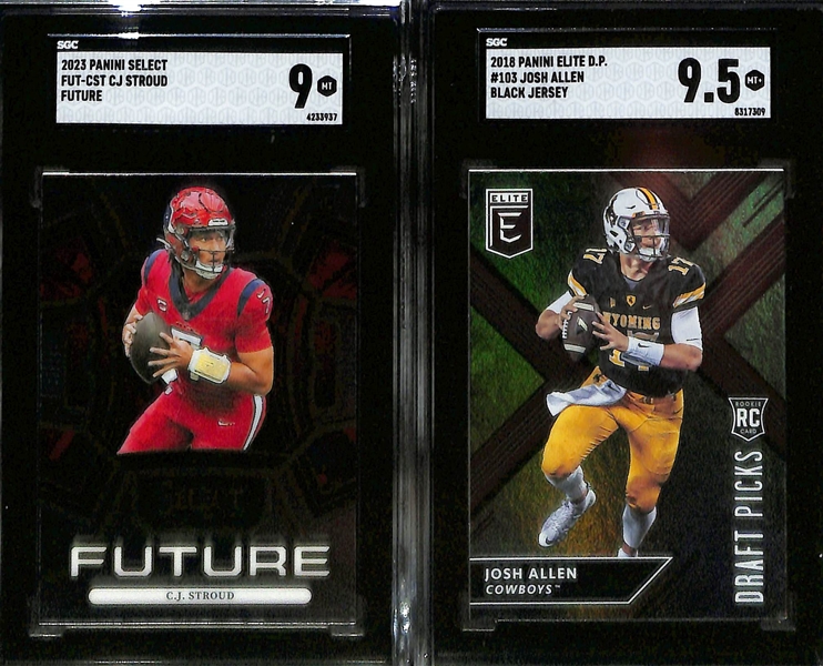 6-Card Graded Football QB Rookie Card Lot w. (3) CJ Stroud, (2) Josh Allen,  & Justin Herbert