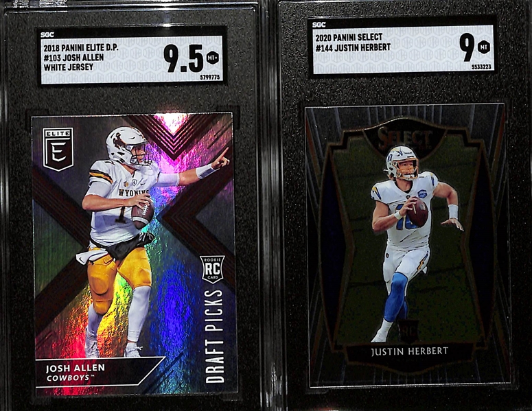 6-Card Graded Football QB Rookie Card Lot w. (3) CJ Stroud, (2) Josh Allen,  & Justin Herbert